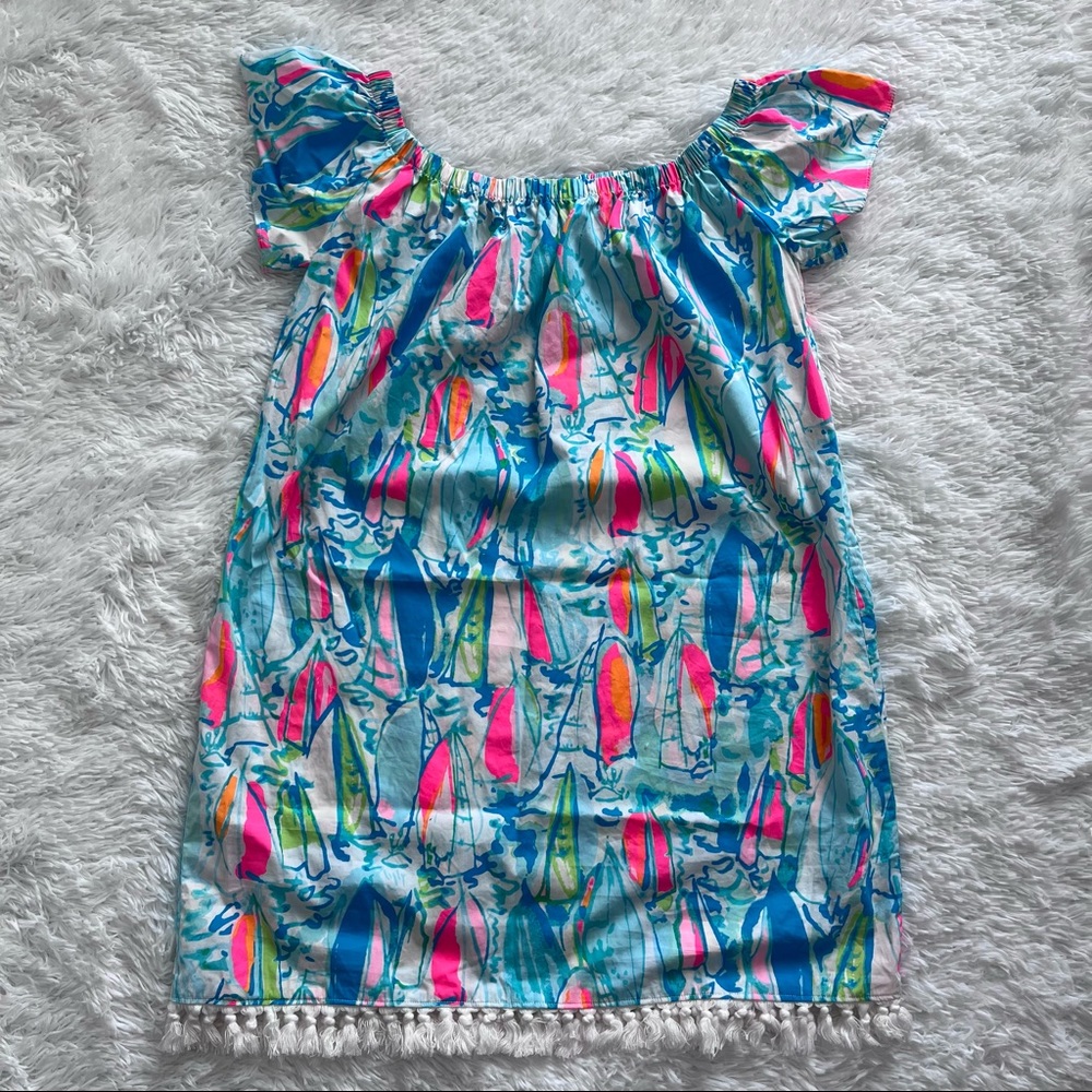 Lilly Pulitzer | Like New! β¨ Marble Beach and Bae Sunglow Sailboat Fringe Dress - Picture 6 of 11
